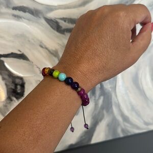 Purple Agate Seven Chakra Bracelet